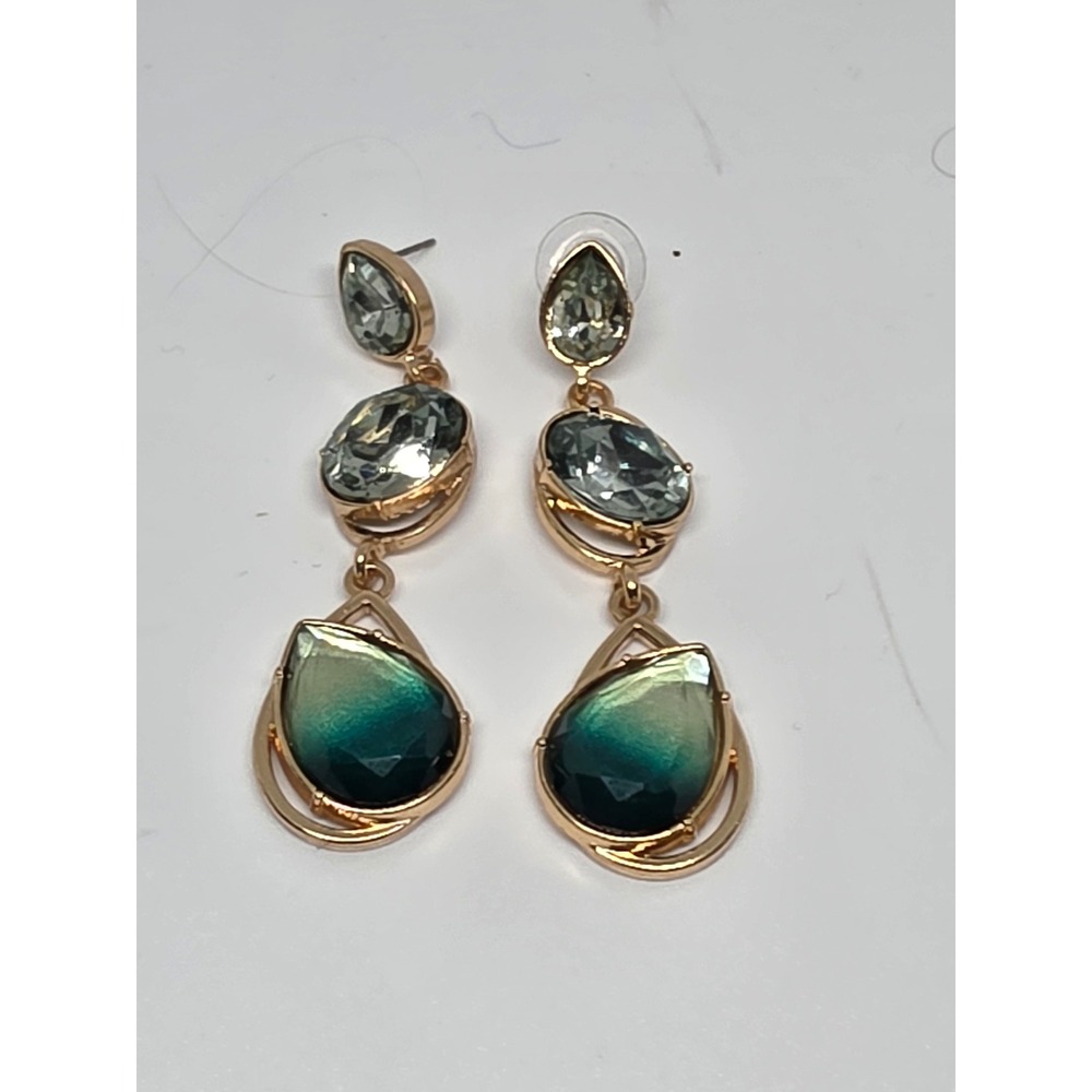 Dangle Drop Earrings Green Blue Stone Statement Fashion Jewelry